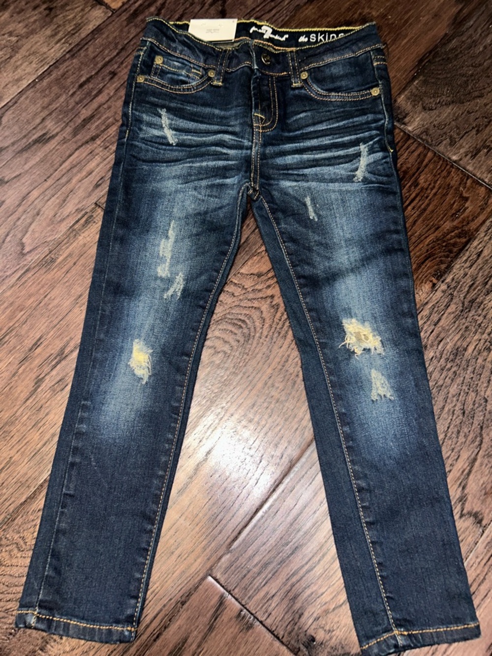 Seven Of Mankind Girls Skinny Dark Blue Distressed Skinny Jeans Sz 6 kids